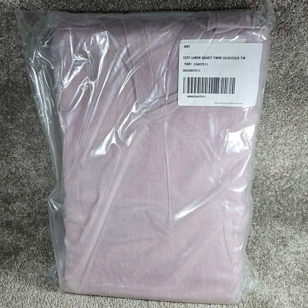 Anthropologie Izzy Linen Duvet Cover Lilac Purple Twin Bedding